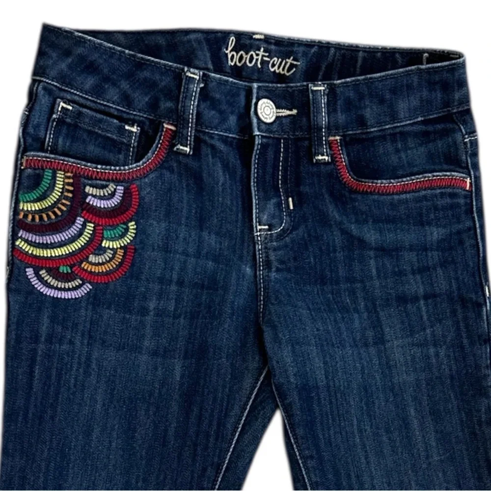 Old Navy Navy Boot-Cut Jeans with Multicolor Embroidery